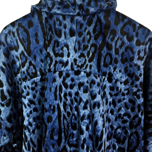 Focus 2000 Blue Animal Print Ruffle Zip Up Jacket - Picture 4 of 8